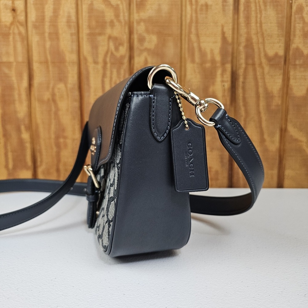 Coach Amelia Saddle Bag In Signature Jacquard Midnight Navy Cu998 Crossbody - Picture 7 of 13